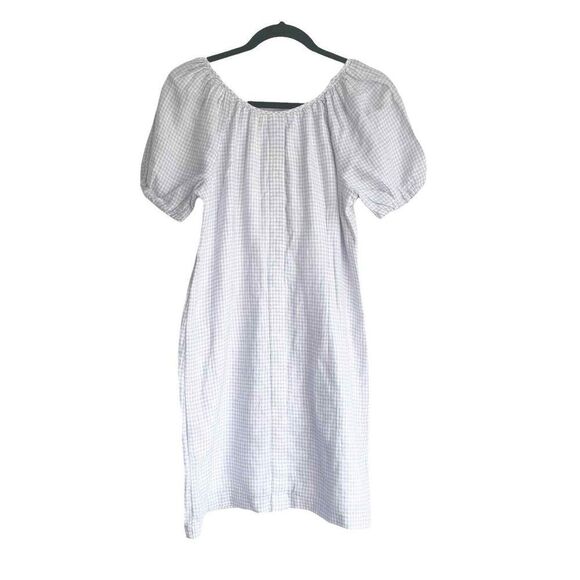 J. Crew White Peri Shadow V-Back Linen Shirtdress In Gingham - Picture 5 of 8